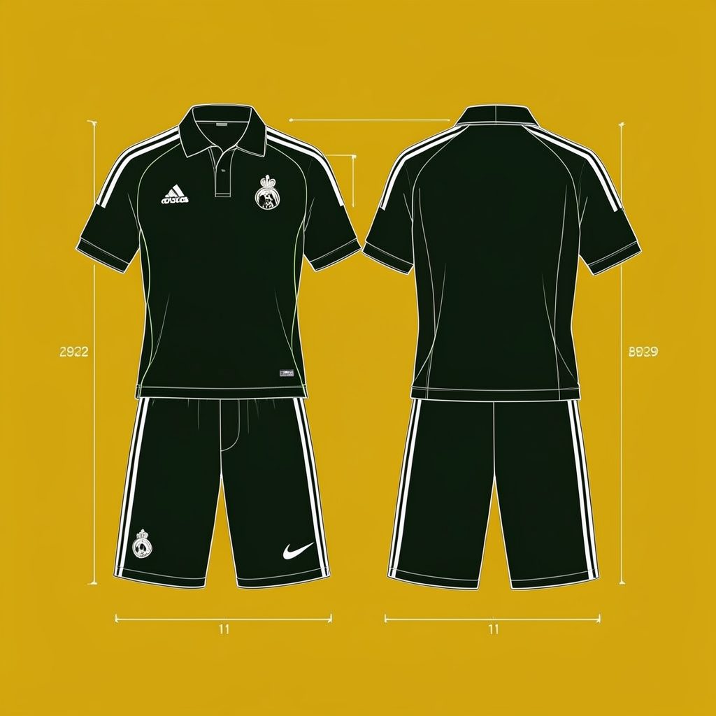 Black and green Real Madrid training set, folded on a dark background